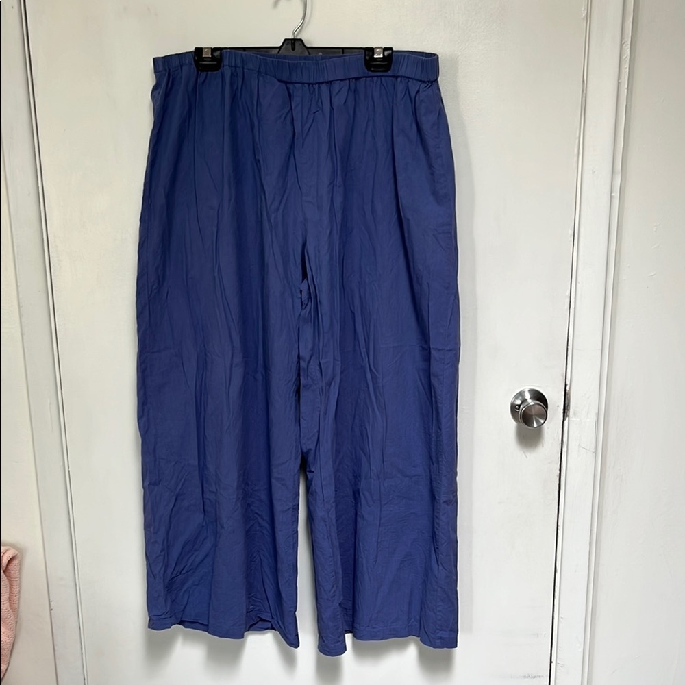 Blue loose fitting wide leg pants